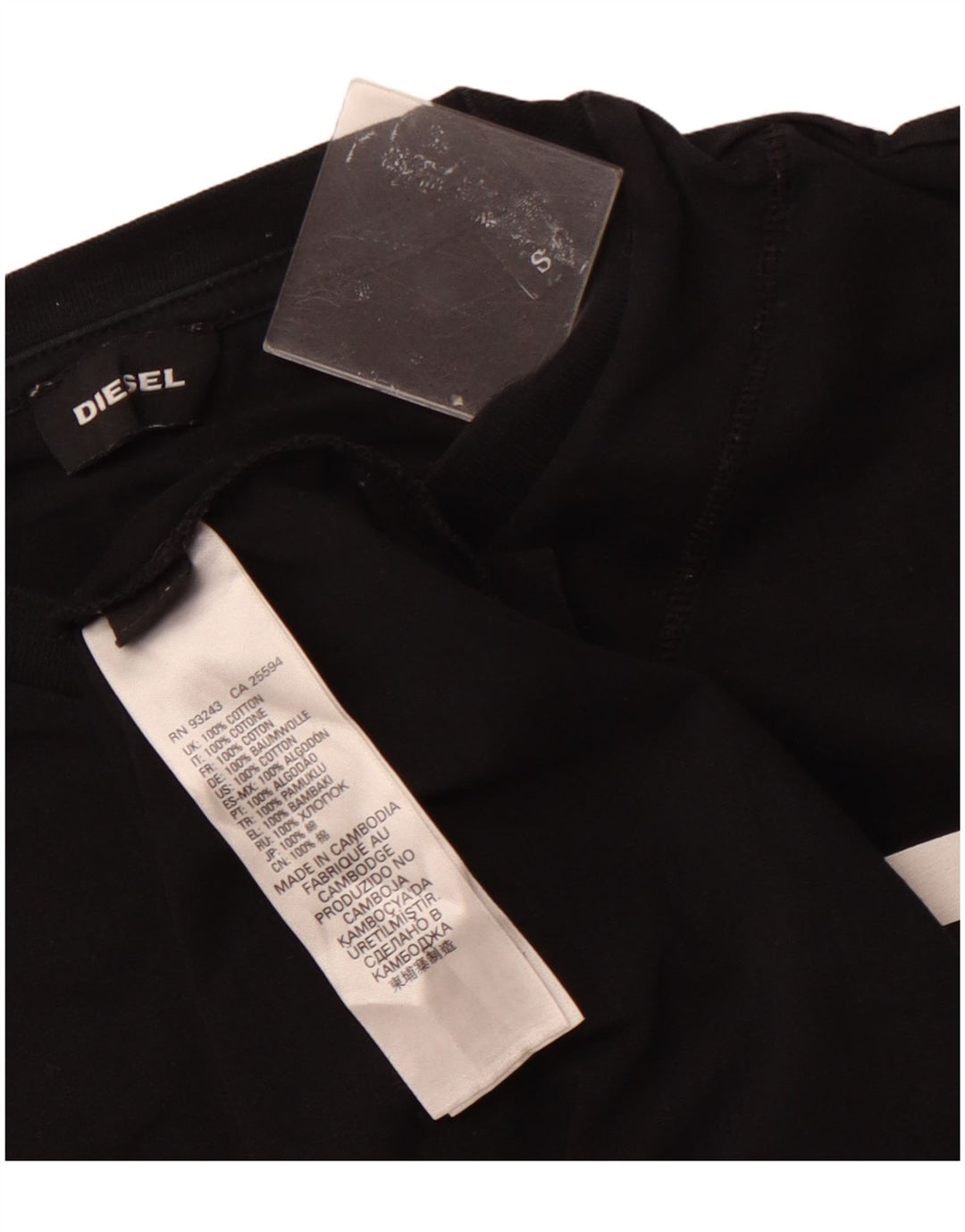 DIESEL Camiseta gráfica para hombre Top Small Black Cotton