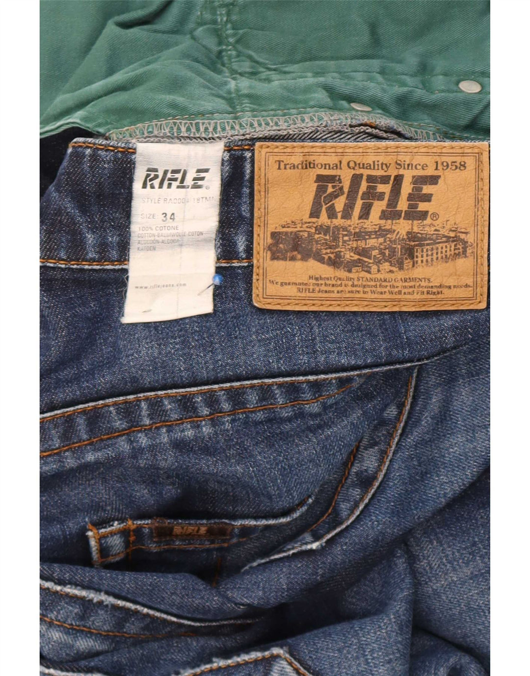 Vaqueros rectos para hombre Rifle W34 L34 Algodón azul marino