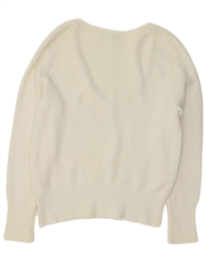 Zara - Jersey con cuello en V para mujer, talla 40, color blanco