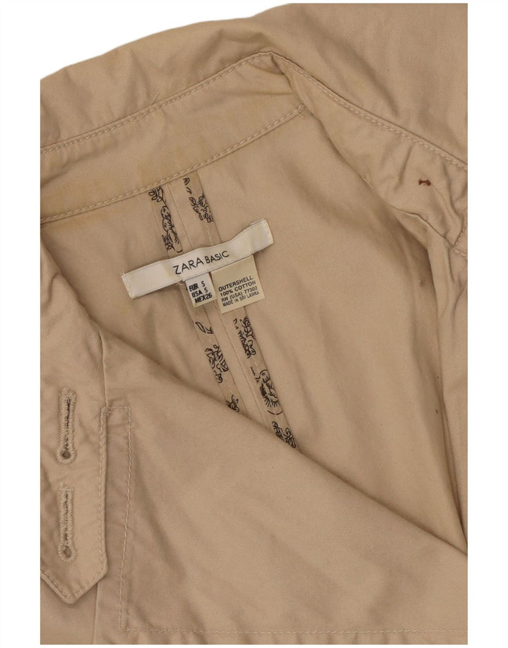 Zara Mujer Gabardina UK 10 Small Algodón Beige