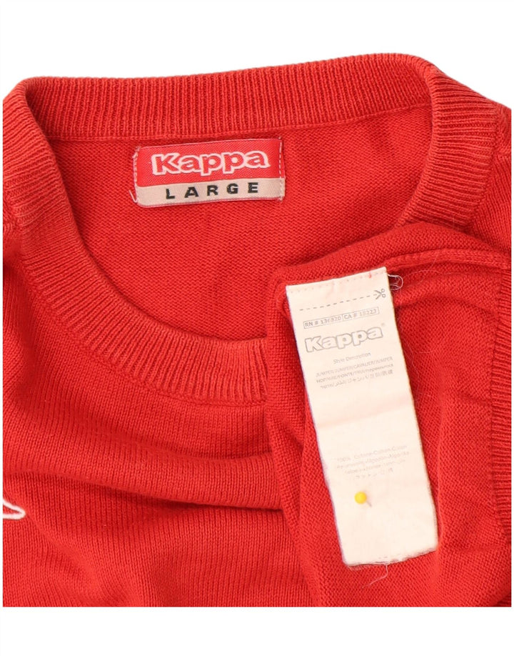 Kappa Mens Crew Neck Jumper Sweater Large Rojo Algodón