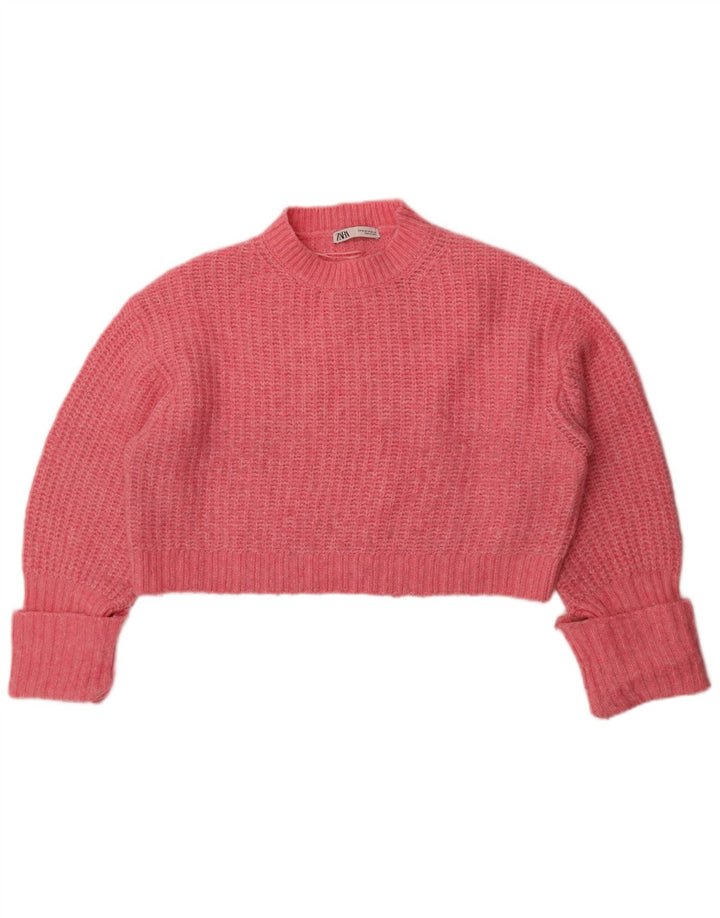 Zara Mujer Crop Oversize Cuello Redondo Jersey Jersey Reino Unido 40 Mediano Rosa