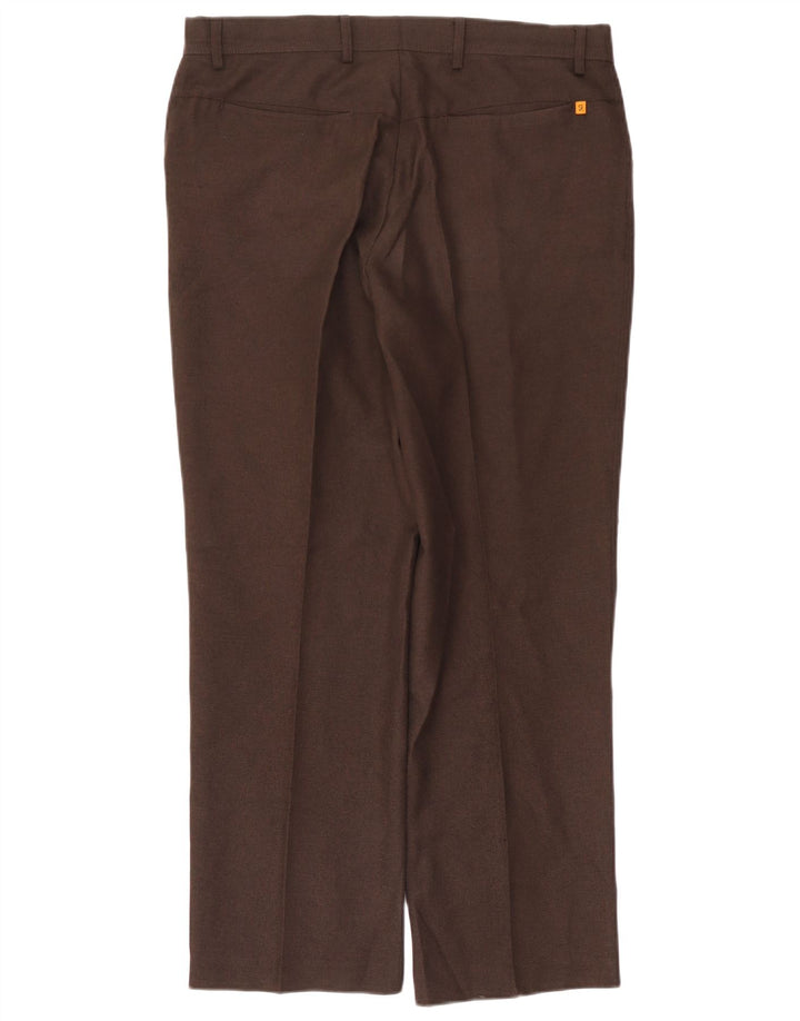 Farah Hombre Pantalones Casuales Rectos W36 L29 Poliéster Marrón