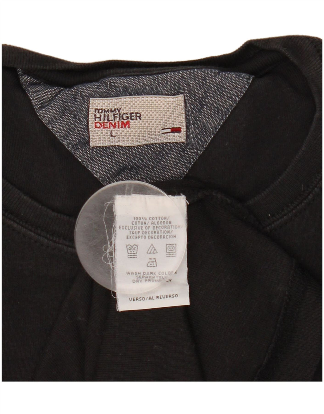 Tommy Hilfiger Camiseta para hombre de manga larga de algodón negro grande