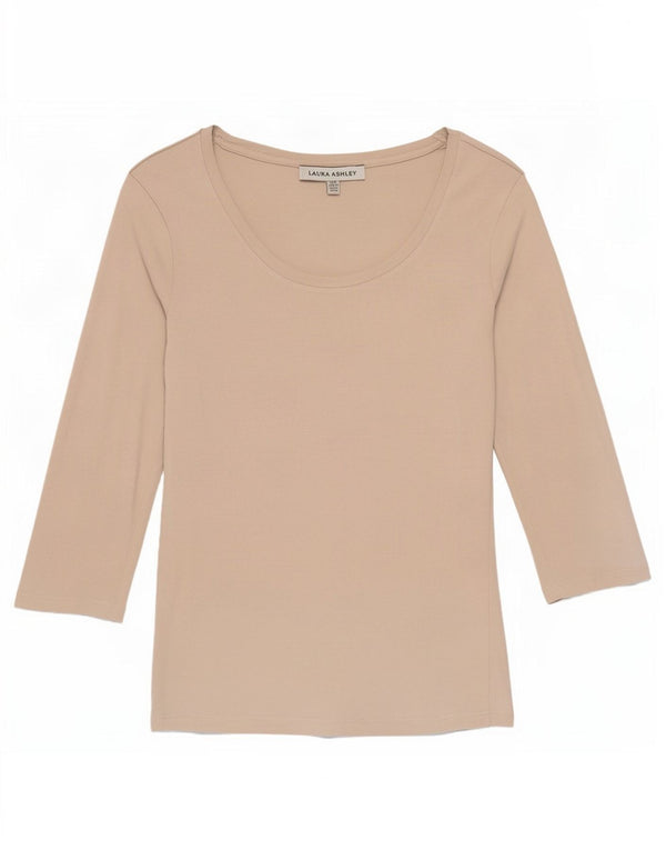 Laura Ashley Top para mujer manga 3/4 UK 8 Small Beige Algodón
