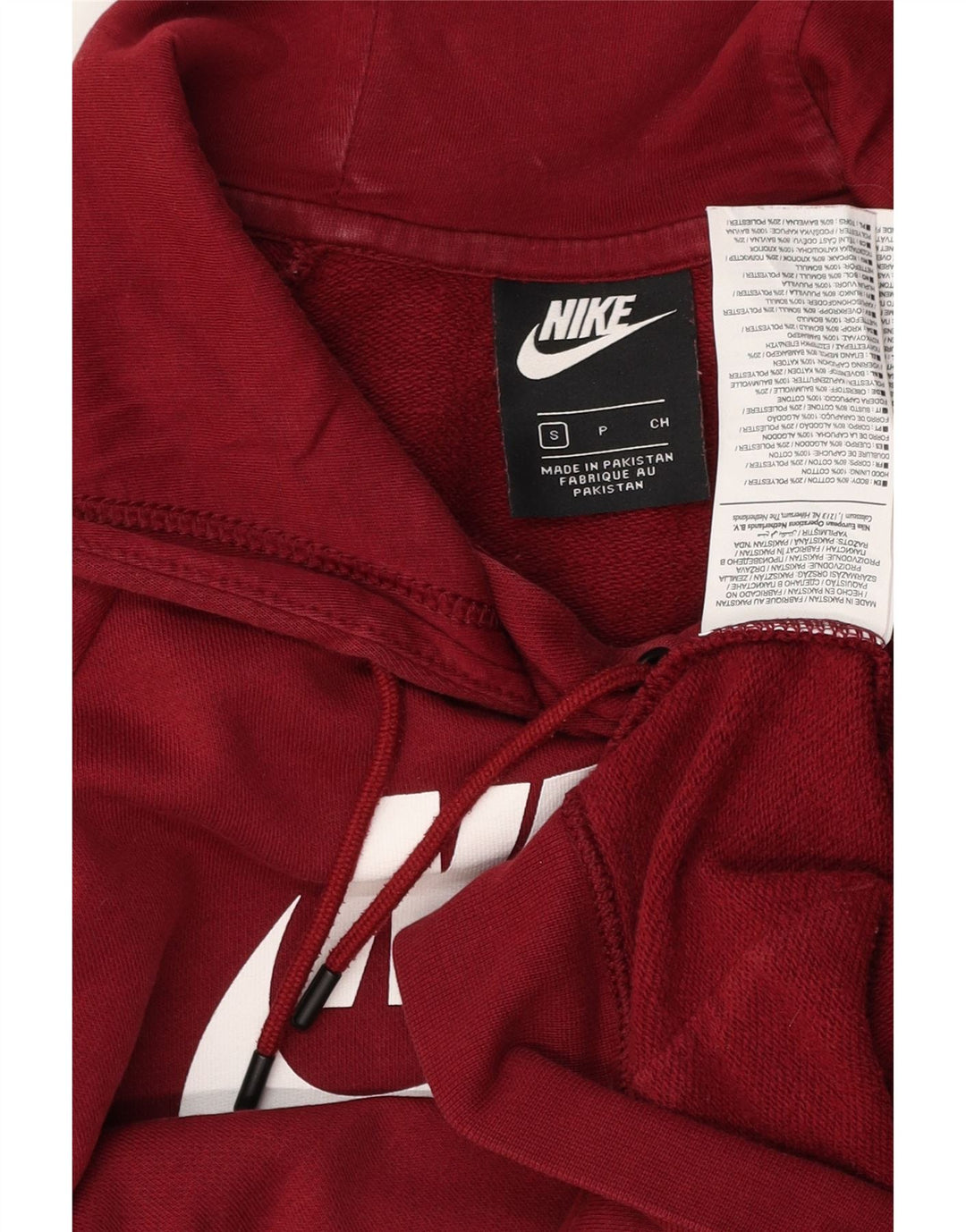 NIKE Sudadera con capucha estampada para hombre, talla pequeña, algodón rojo