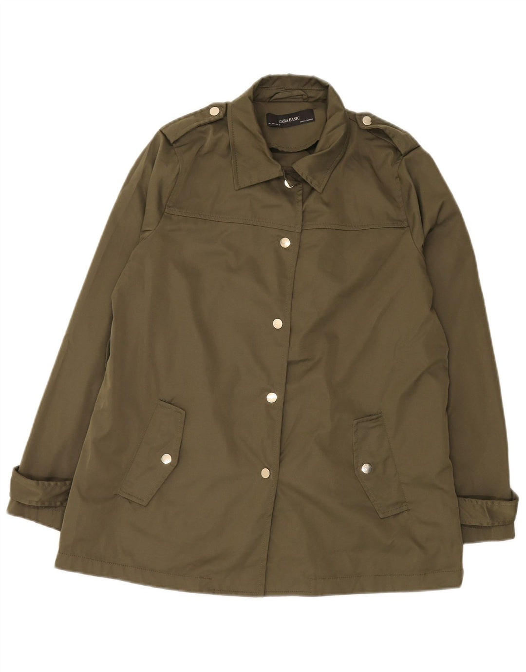 Zara Mujer Chaqueta Militar UK 46 Grande Caqui Poliéster