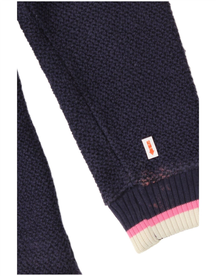 WEIRD FISH Womens Zip Neck Sweatshirt Jumper UK 12 Medium Navy Blue Cotton Vintage Weird Fish and Second-Hand Weird Fish from Messina Hembry 