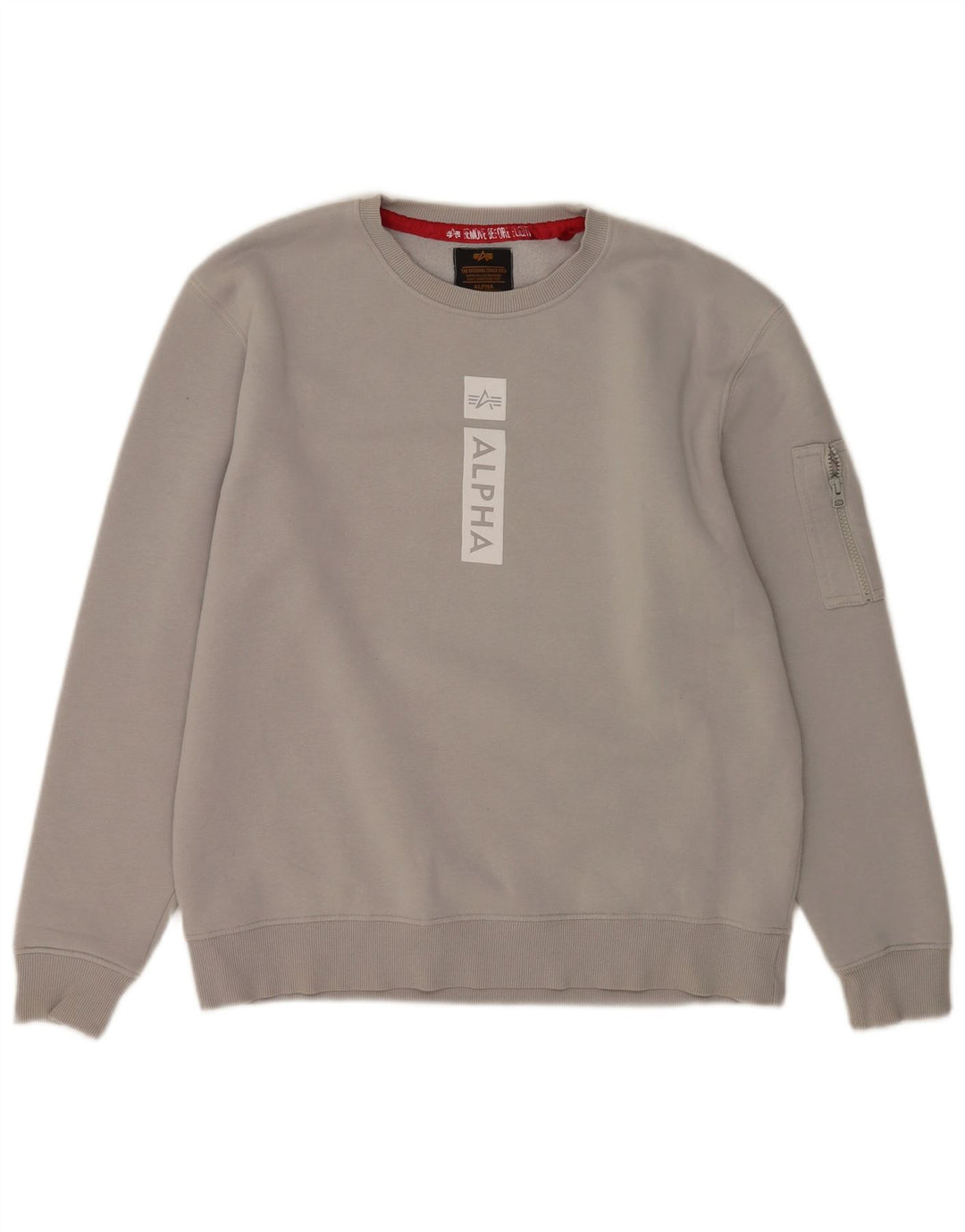 Alpha Industries Sudadera gráfica para hombre Jumper Large Gris Algodón