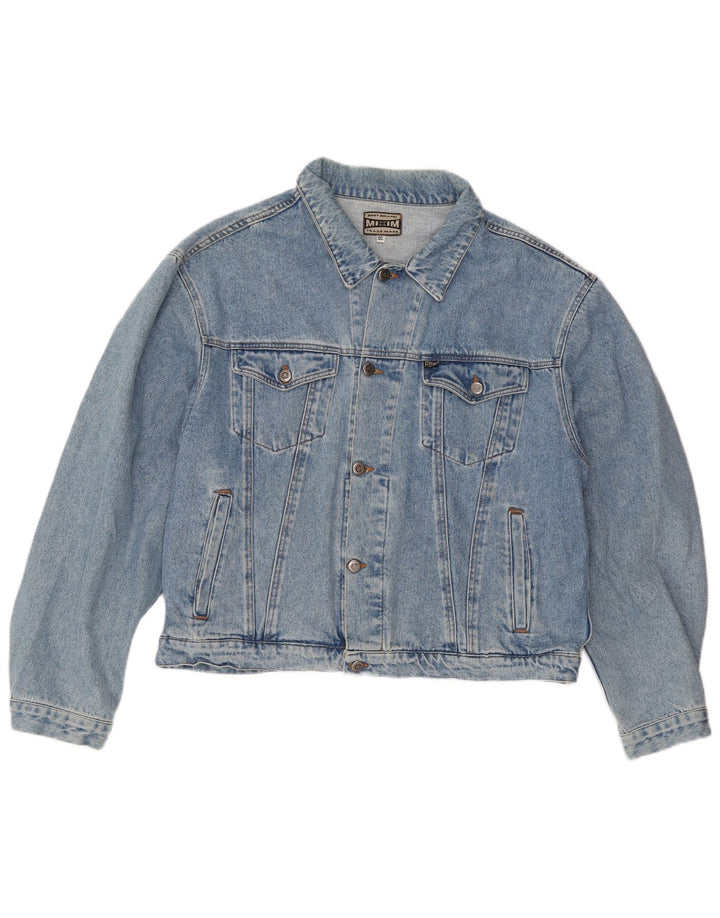 Vintage mujer chaqueta de mezclilla Reino Unido 20 2XL algodón azul