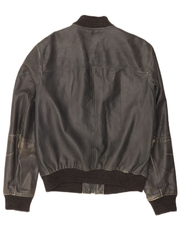Cazadora Bomber de Piel Mujer Trussardi Jeans IT 50 XL Azul Marino