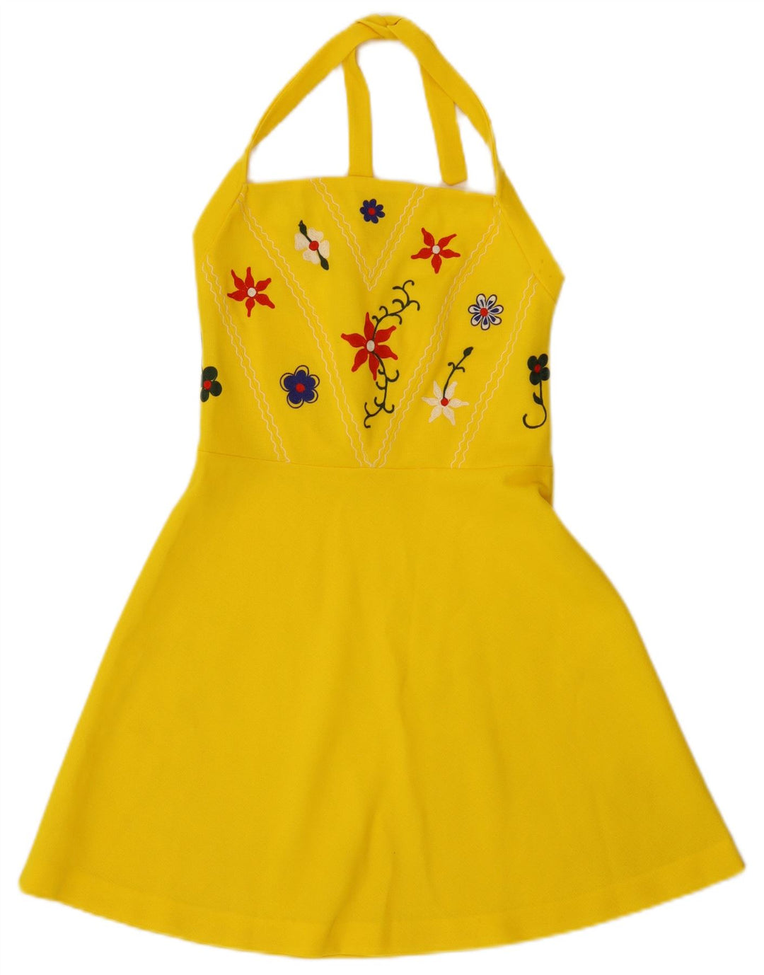 Vestido halter vintage para mujer IT 42 Floral amarillo medio