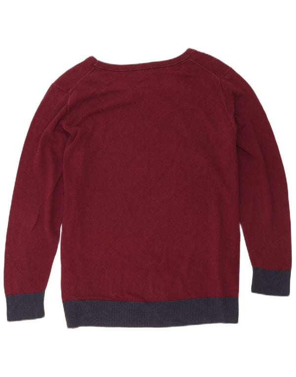 Gap Jersey con Cuello Barco para Mujer UK 40 XL Algodón Color Block Borgoña