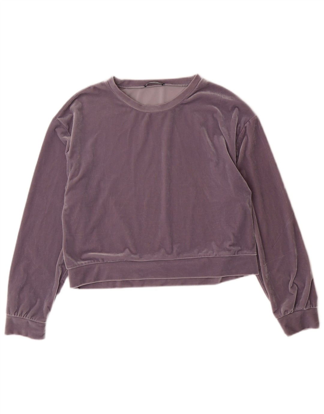 Zara Mujer Crop Top Holgado Manga Larga UK 40 Pequeño Poliéster Morado