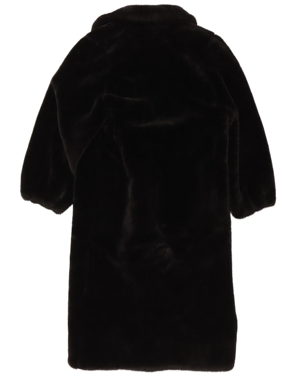 Vintage mujeres oversize abrigo de piel sintética Reino Unido 6 XS negro
