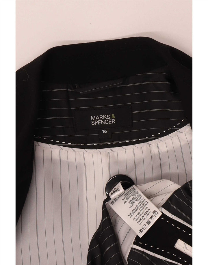 Marks & Spencer Chaqueta tipo blazer con 1 botón para mujer UK 46 Grande Poliéster negro