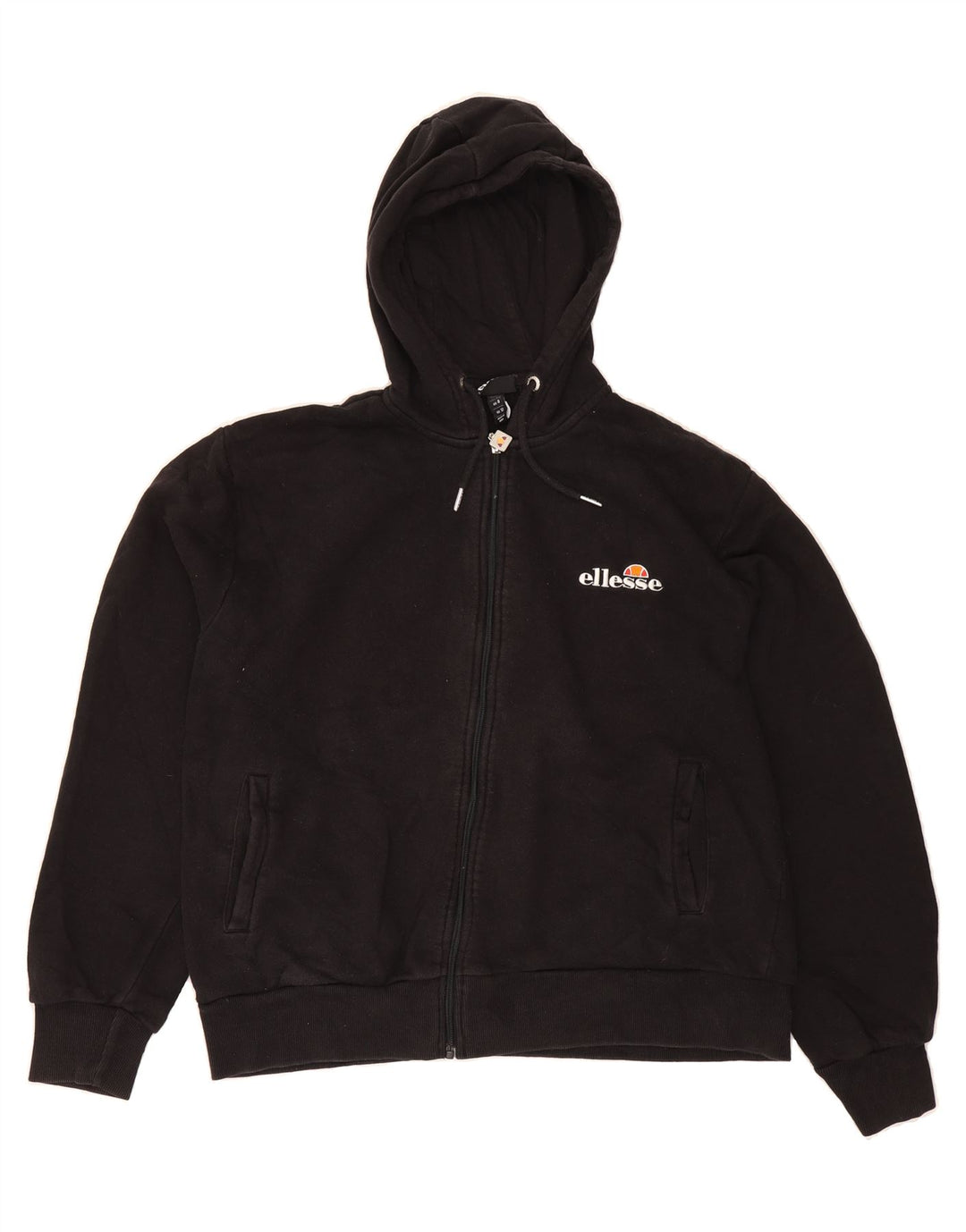 ELLESSE Womens Oversized Zip Hoodie Sweater UK 12 Medium Black Cotton Vintage Ellesse and Second-Hand Ellesse from Messina Hembry 