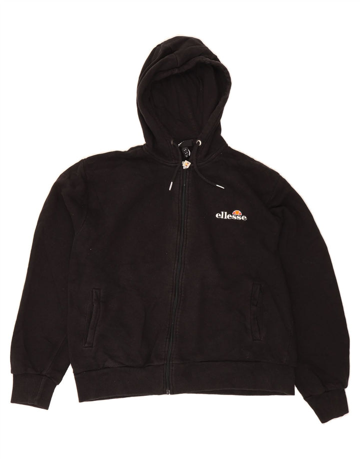 ELLESSE Womens Oversized Zip Hoodie Sweater UK 12 Medium Black Cotton Vintage Ellesse and Second-Hand Ellesse from Messina Hembry 