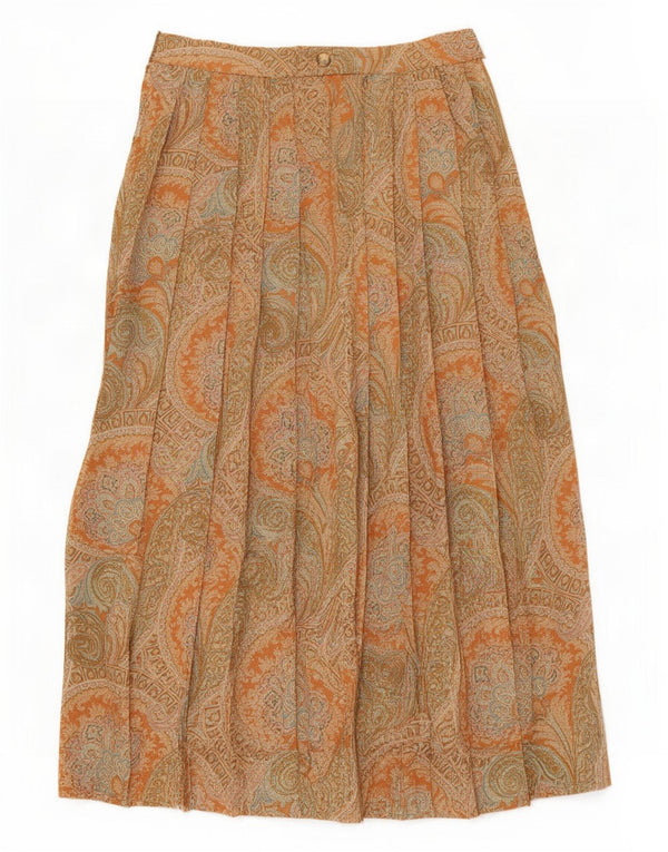 Marella Falda Plisada Cuchillo Para Mujer Reino Unido 46 Grande W30 Lana Paisley Marrón