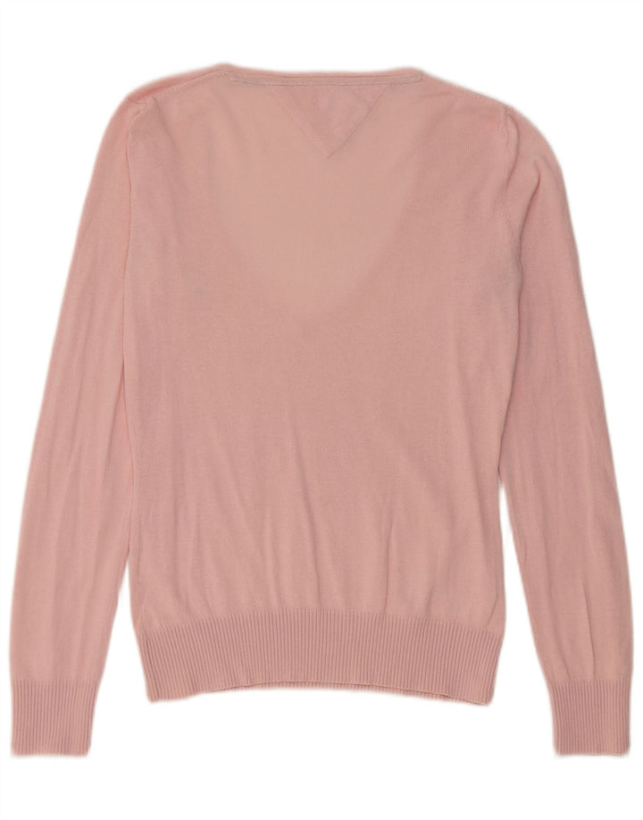 Tommy Hilfiger Suéter con cuello en V para mujer UK 12 Medium Pink