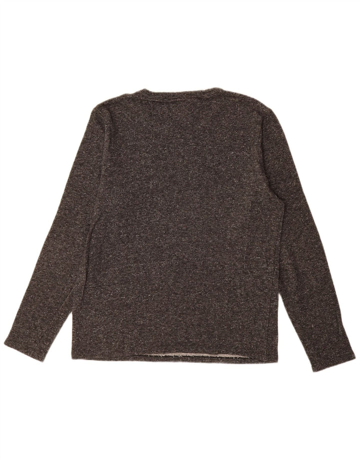 Vintage hombres top manga larga algodón gris grande