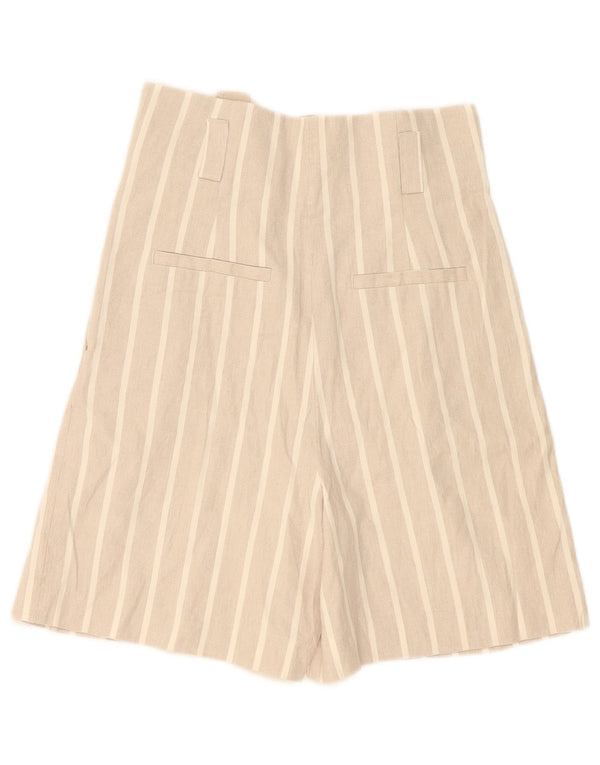 Massimo Dutti Bermudas de cintura alta para mujer EU 36 XS W26 Beige Rayas