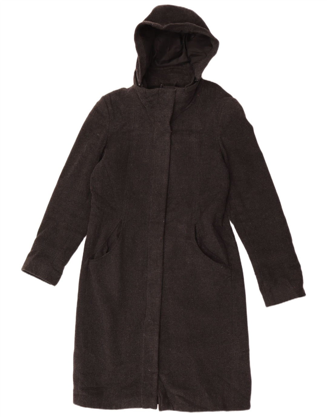 Topshop Abrigo con capucha para mujer UK 40 Lana moteada gris medio