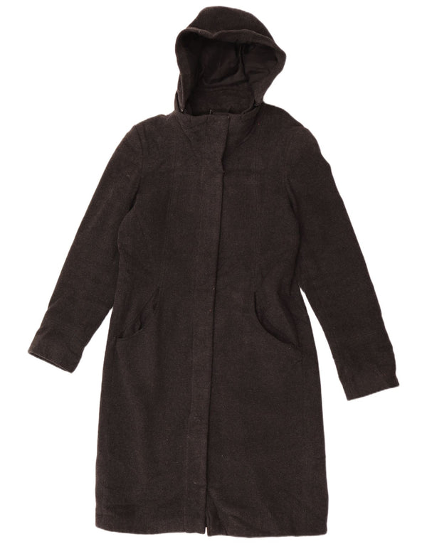 Topshop Abrigo con capucha para mujer UK 40 Lana moteada gris medio