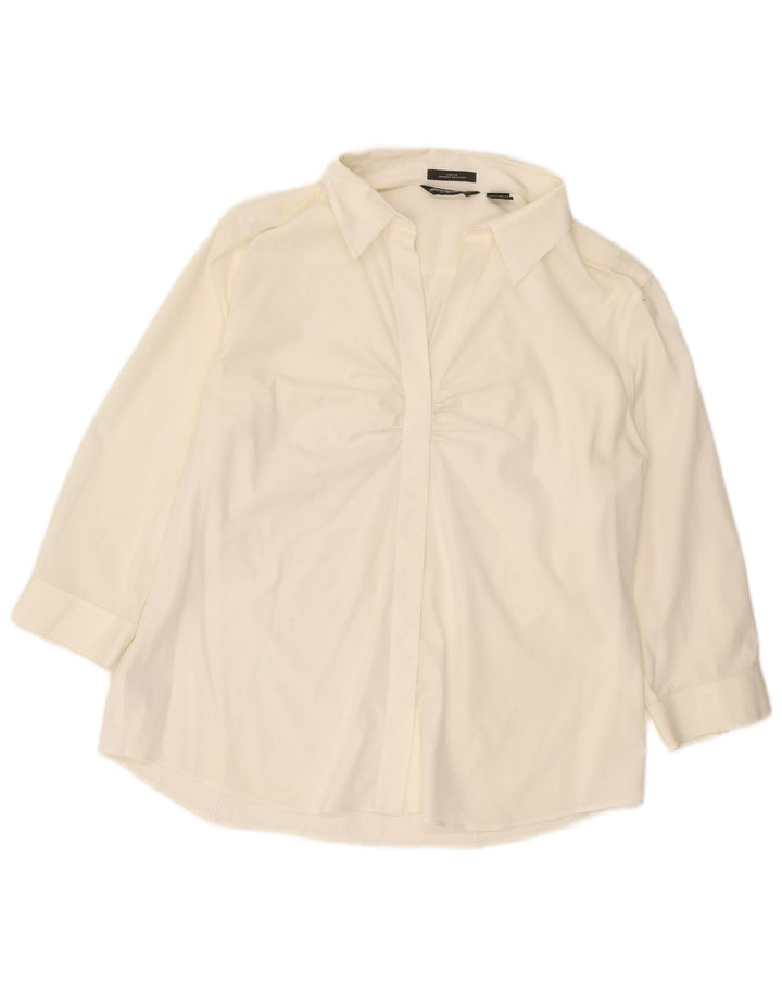 EDDIE BAUER Blusa de manga 3/4 para mujer UK 40 XL Algodón blanco