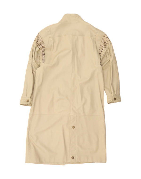VINTAGE Abrigo de cuero para mujer Reino Unido 18 XL Beige