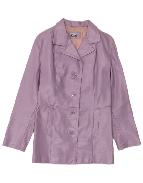 Vintage mujer chaqueta de cuero Reino Unido 14 grande púrpura