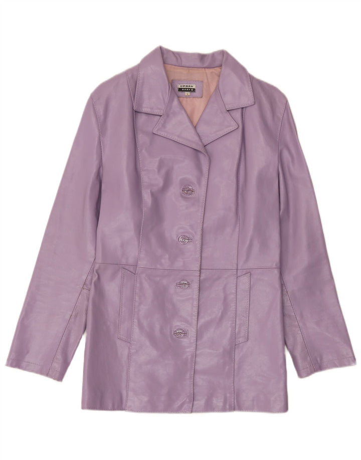Vintage mujer chaqueta de cuero Reino Unido 14 grande púrpura