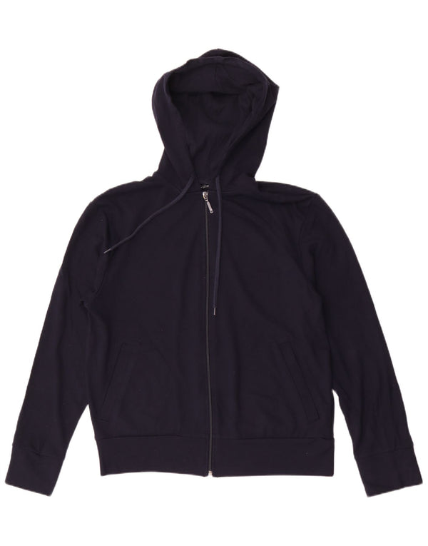 Zara - Sudadera con capucha y cremallera para mujer, talla 40, talla mediana, viscosa azul marino