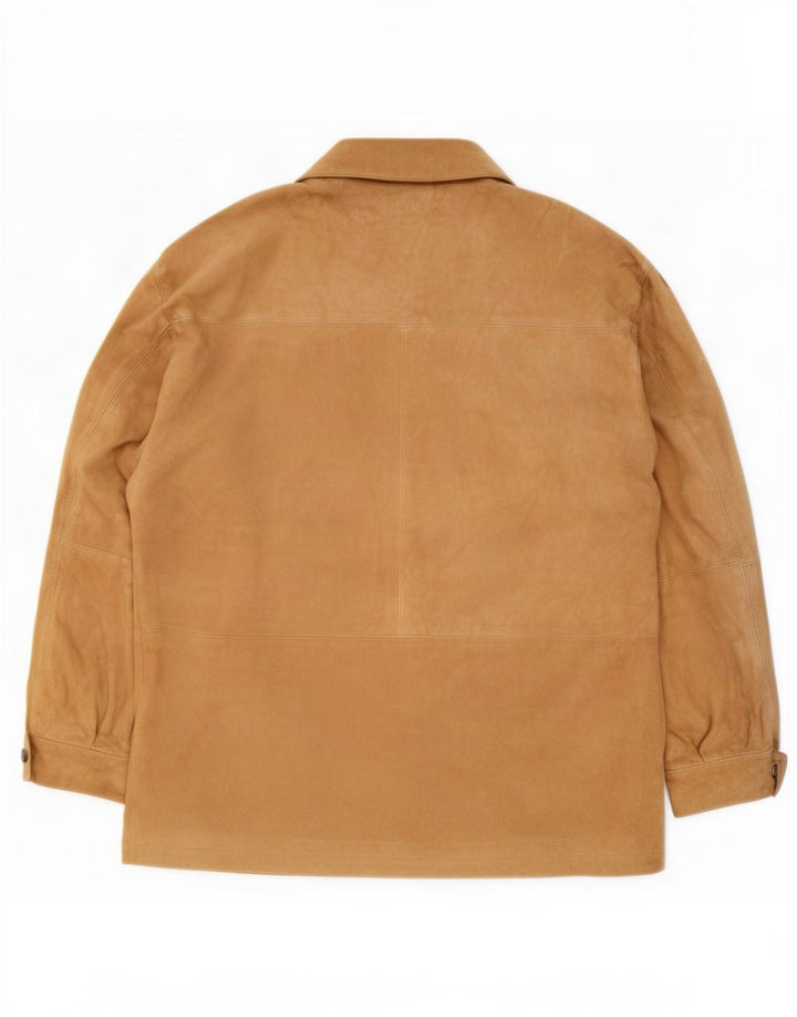 Simonetta Chaqueta de ante para mujer UK 44 Cuero beige mediano