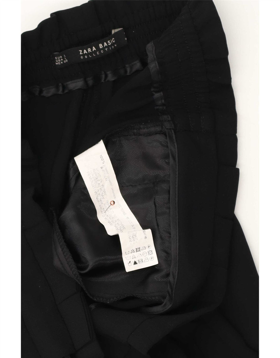 Zara Mujer Pantalón Capri Pegged Grande W30 L22 Poliéster Negro