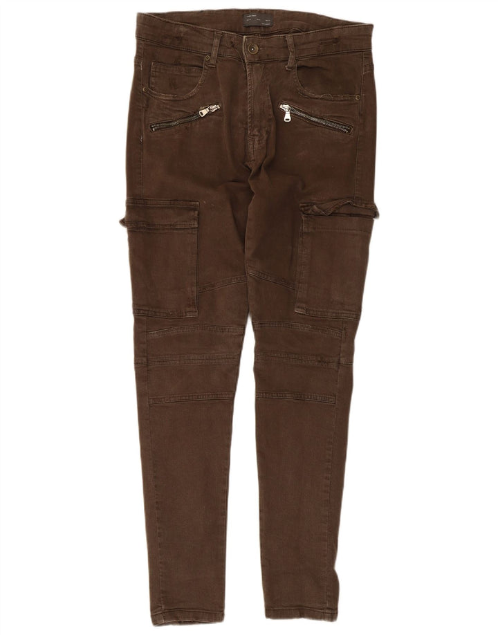 Zara Mens Slim Cargo Pantalones EU 44 Grande W34 L29 Caqui