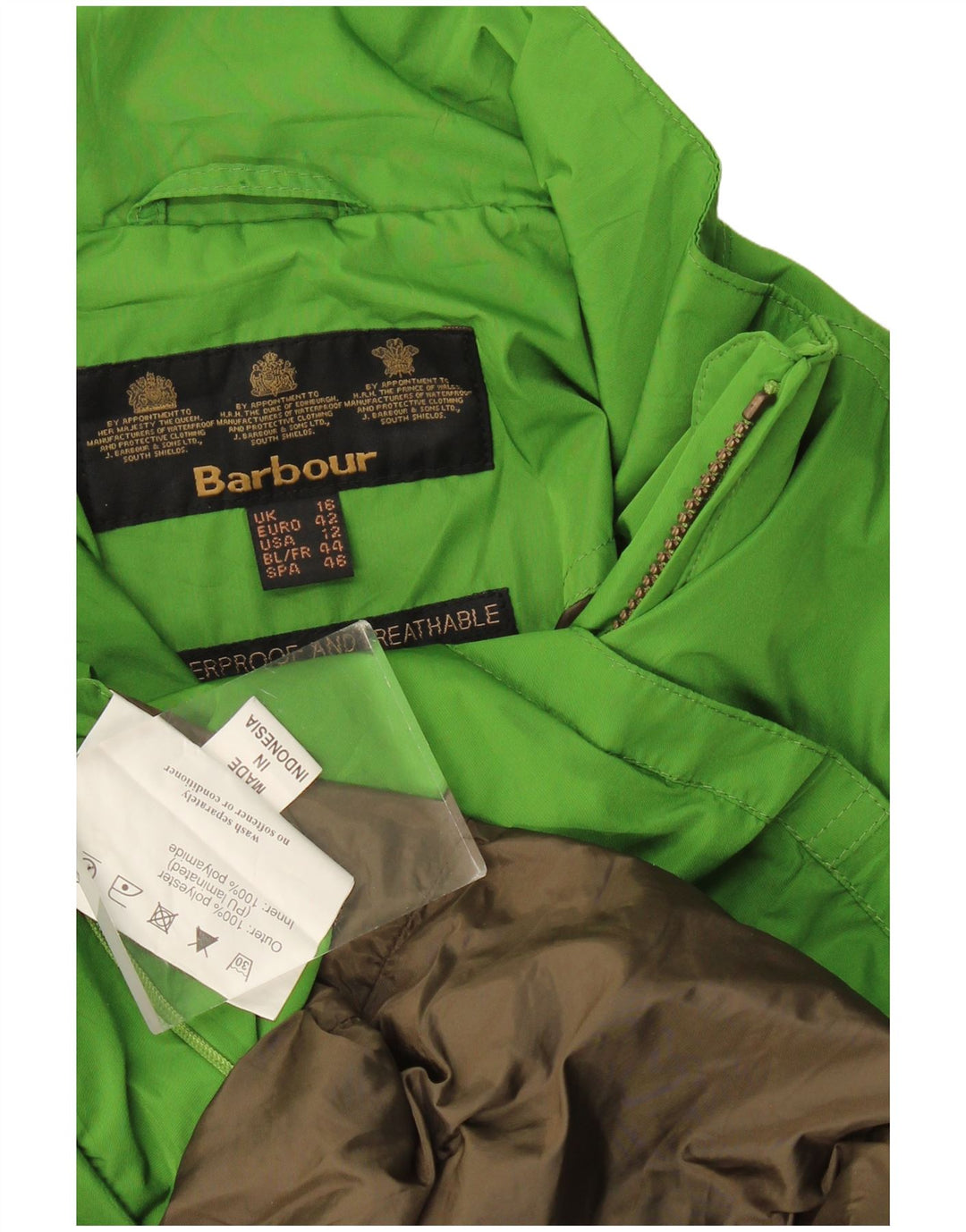 Chaqueta impermeable Barbour para mujer Reino Unido 46 Poliéster verde grande