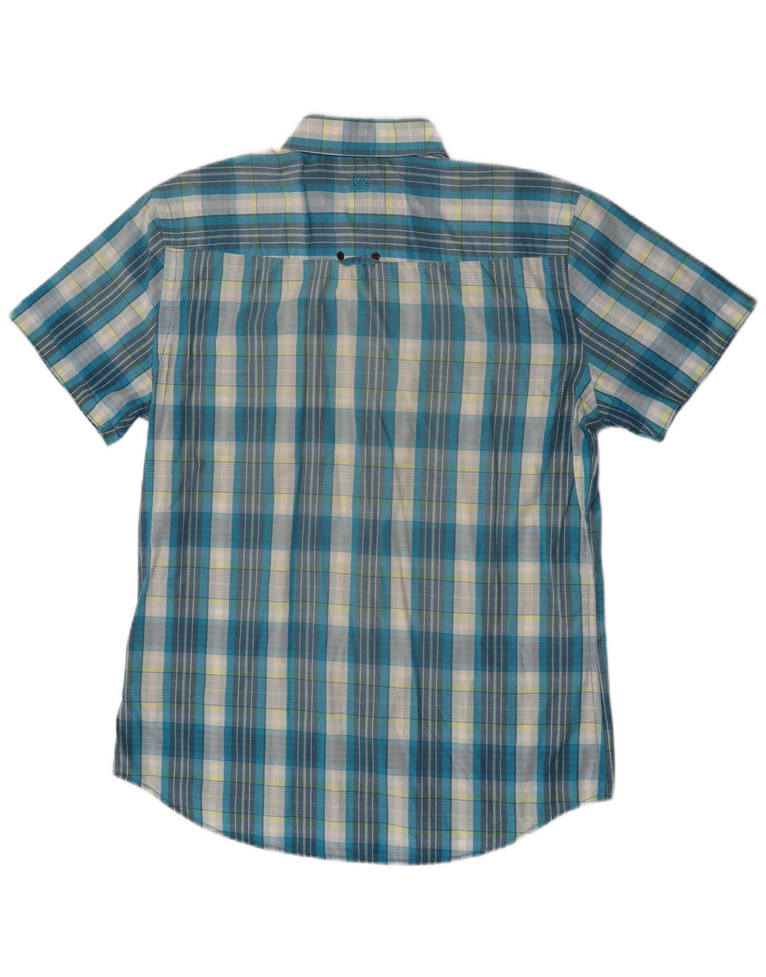 Lee Camisa De Manga Corta Para Hombre XL De Algodón A Cuadros Azul