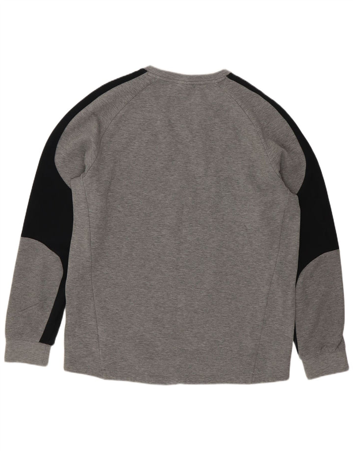 Puma Camiseta de manga larga para hombre de algodón gris color block grande