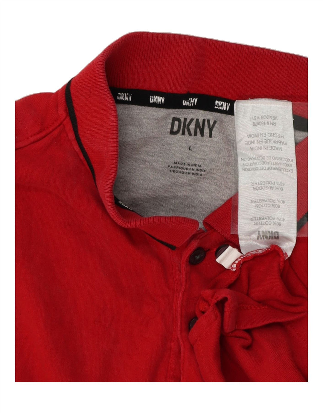 DKNY Mens Polo Shirt Large Red Cotton Vintage Dkny and Second-Hand Dkny from Messina Hembry 