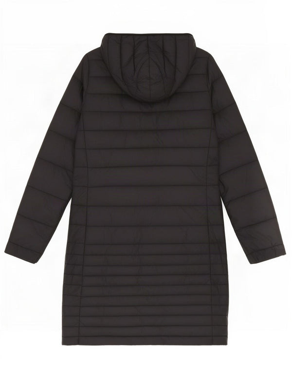 Puffa Abrigo acolchado con capucha para mujer UK 8 Small Nylon negro