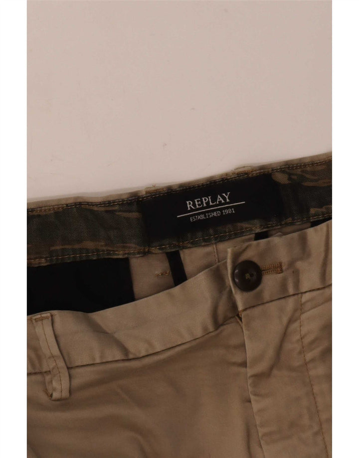 Replay Pantalones cortos chinos para hombre grande W36 Beige