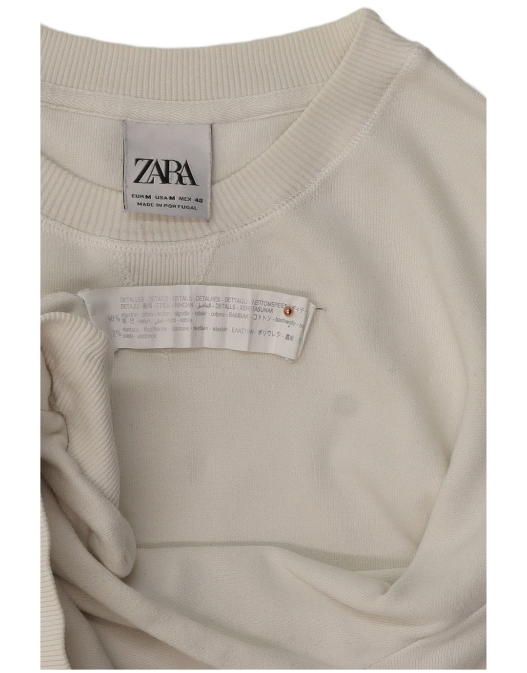 ZARA Hombre Sudadera Jumper Mediana Algodón Blanco