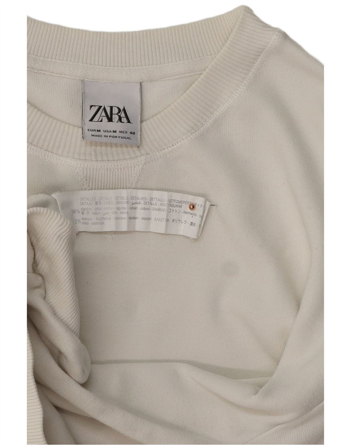 ZARA Hombre Sudadera Jumper Mediana Algodón Blanco