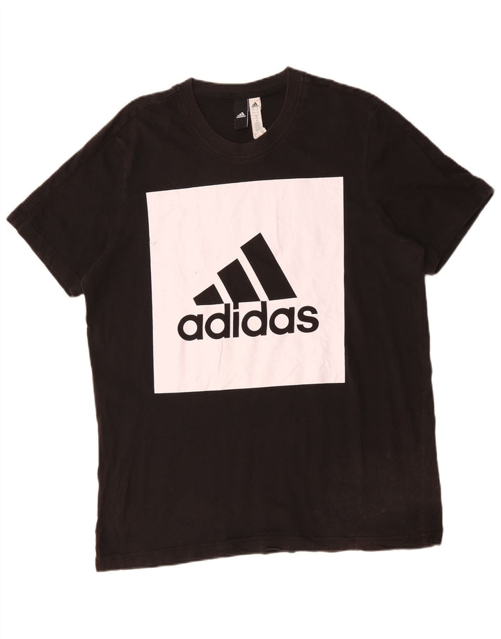 ADIDAS Camiseta gráfica para hombre Top grande de algodón negro con bloques de color