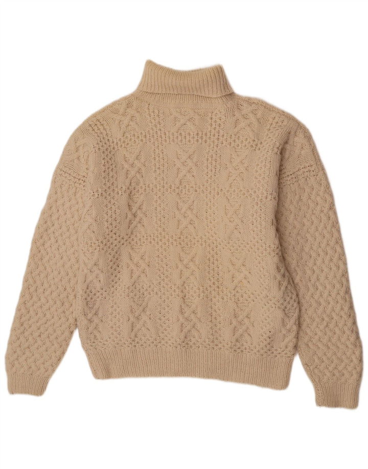 Vintage hombres rollo cuello jersey suéter XL de blanco