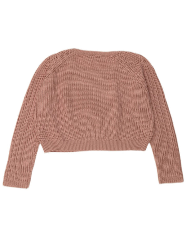 Topshop Suéter corto de gran tamaño con cuello barco para mujer UK 4 XS Acrílico rosa