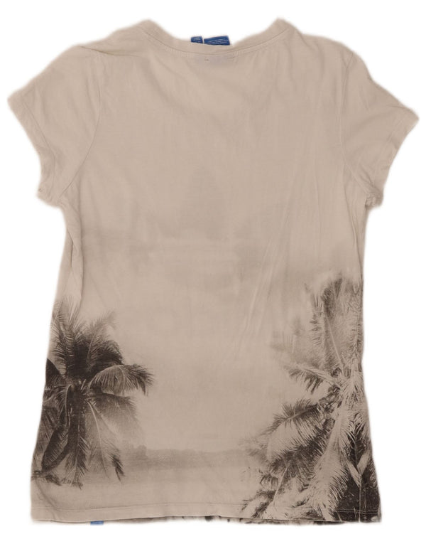 Adidas - Camiseta gráfica para mujer, talla 40, algodón floral blanco mediano