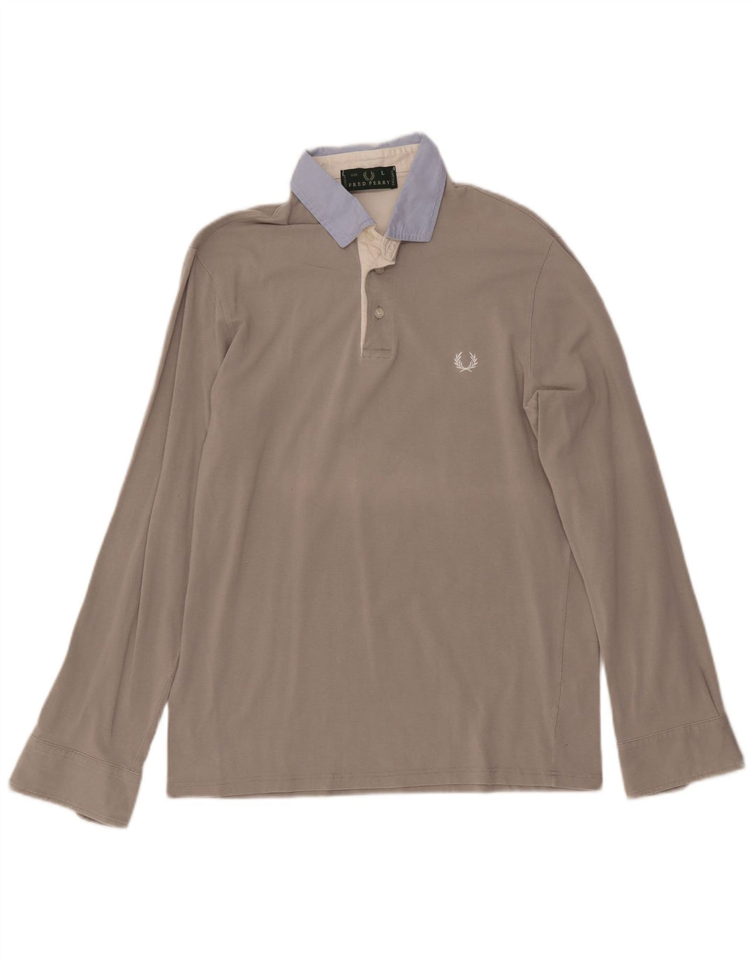 FRED PERRY Polo de manga larga para hombre de algodón gris color block grande