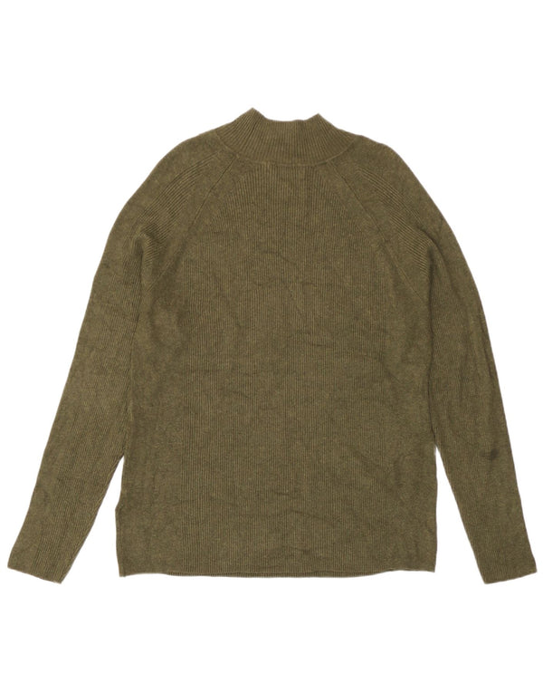 Marks & Spencer Suéter tipo jersey con cuello alto para mujer UK 46 Large Viscosa caqui